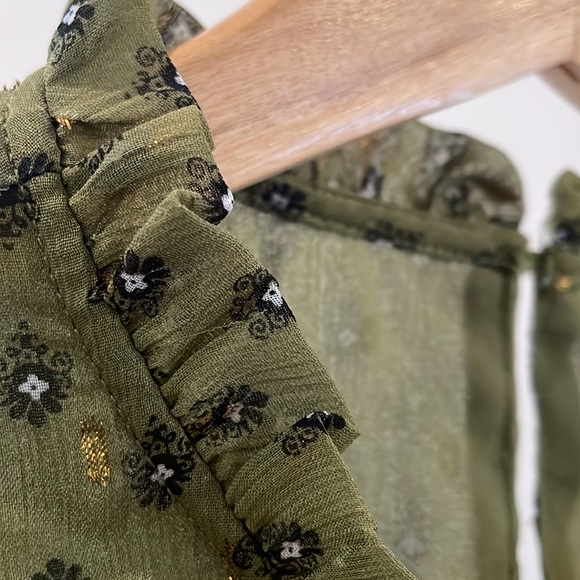 NWT Maison d’Amelie (Anthropologie) Green Crepe Blouse - Picture 5 of 9